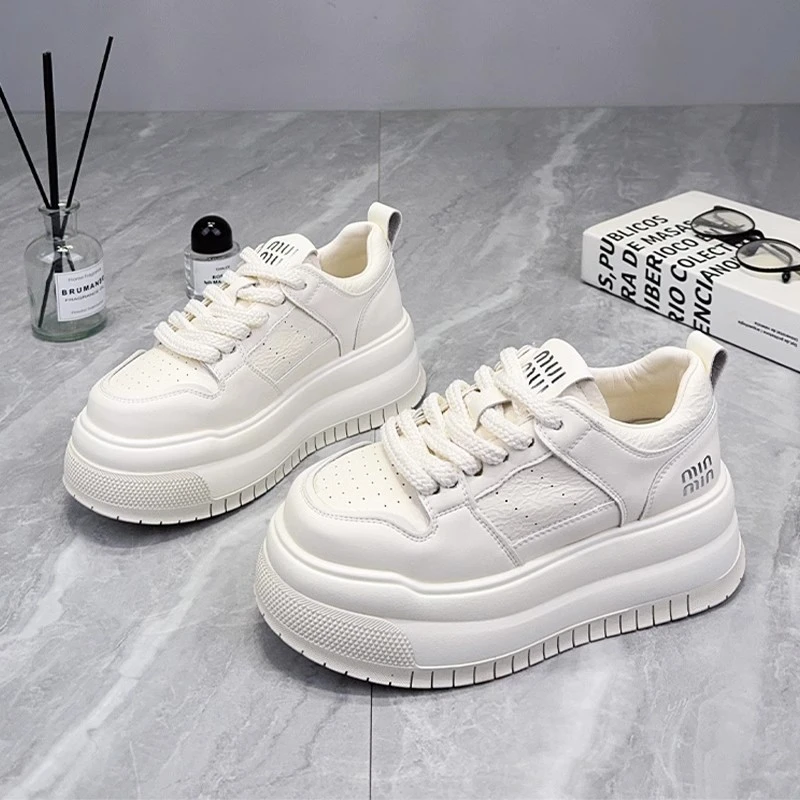 小个子7cm松糕鞋女款2025春季新款时尚百搭休闲面包小白鞋潮