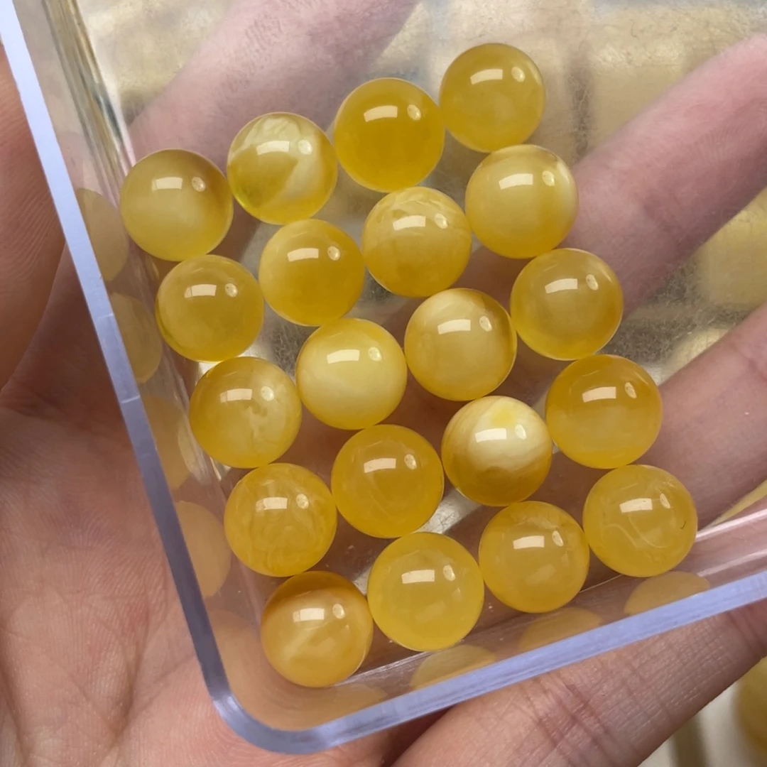 蜜蜡裸石未镶嵌蜜蜡圆珠手串10+