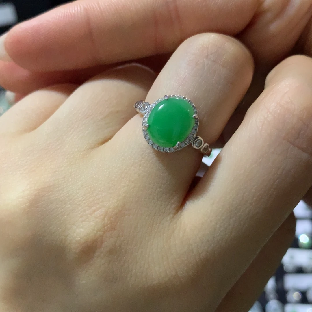翡翠戒指银S925镶嵌戒指