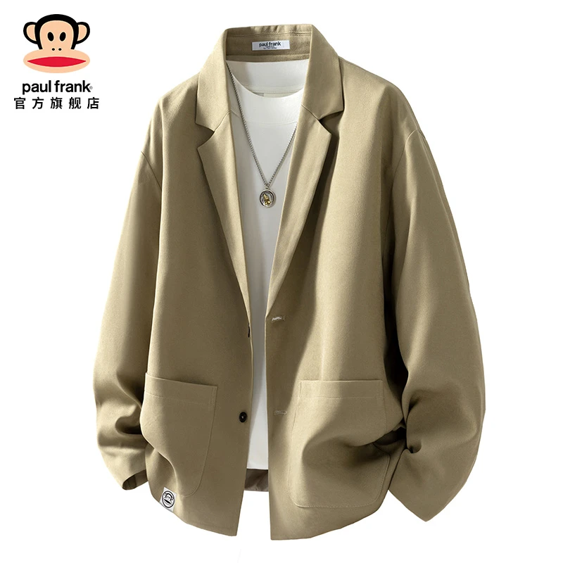 paul frank/大嘴猴秋冬新款休闲宽松西服外套男纯色百搭西装上衣