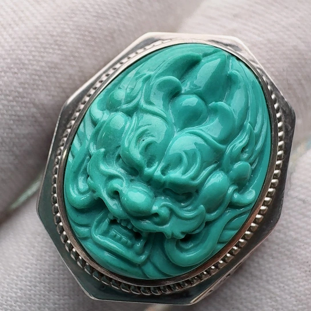 绿松石银S925镶嵌戒指