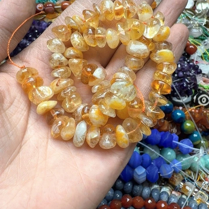 合金玛瑙/玉髓珠宝半成品一条10mm黄塔晶