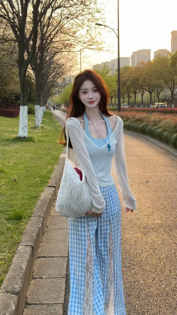 韩版慵懒风休闲风时尚套装开衫夏季小众显瘦阔腿裤长袖吊带针织