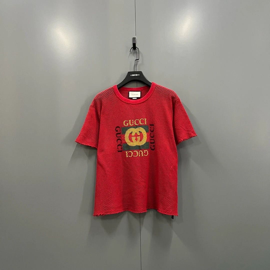 95新 GUCCI/古驰 zz49 网眼GG印花短袖 L码/95新/611787