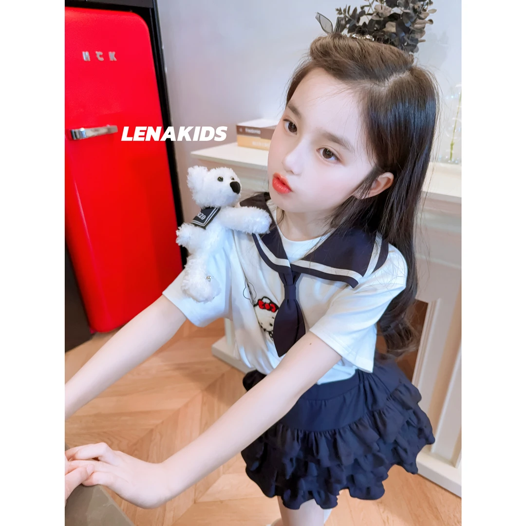 Lenakids【现货】【猫猫恤蛋糕裙·纯棉高定气质时髦套装】25031603