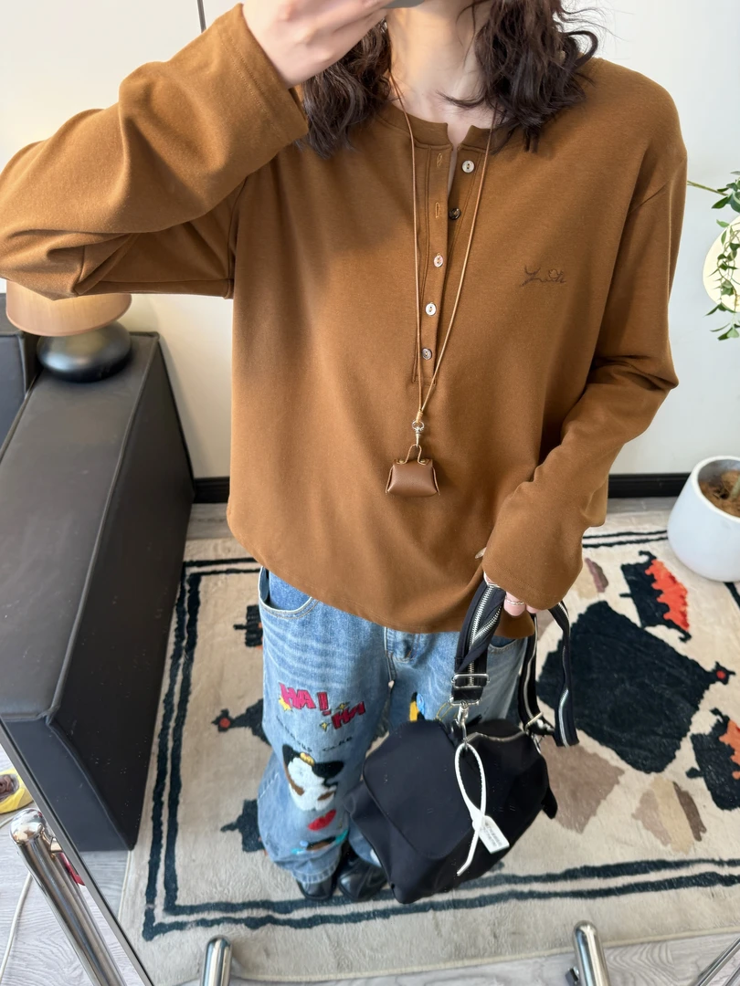 （已成衣水洗）软糯大弹力~开扣万搭含羊毛！遮肉气质长袖打底衫1298