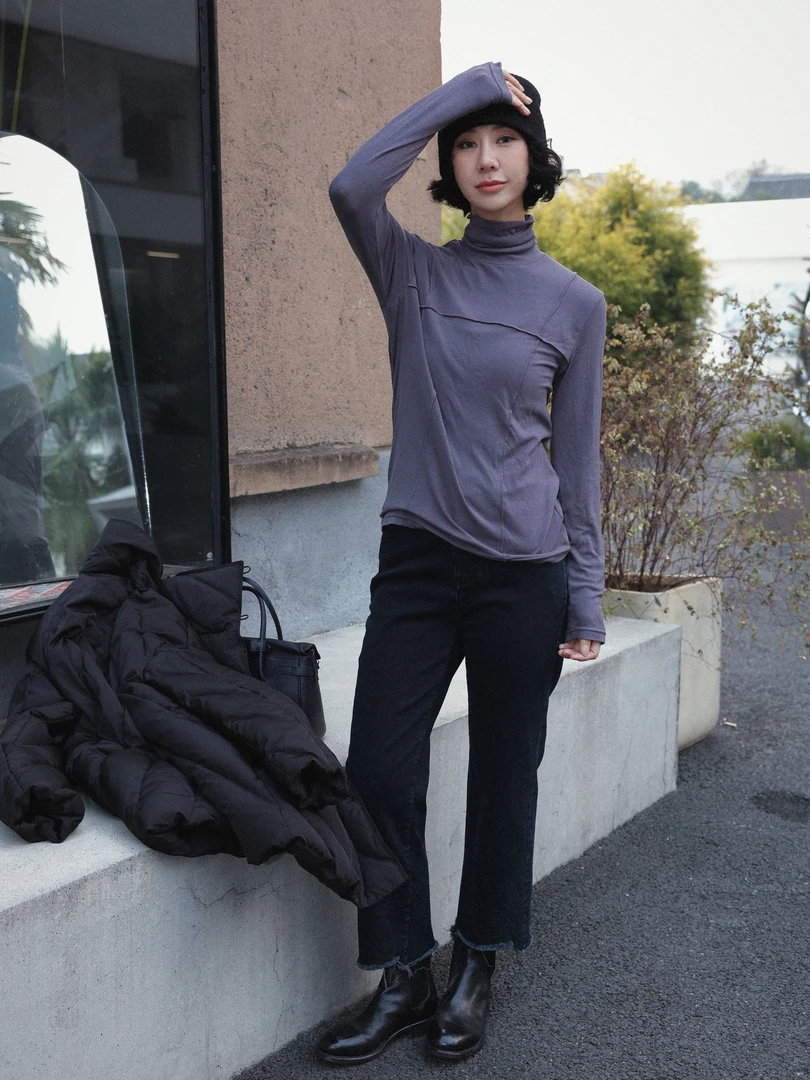 TT设计师【柔肤】极简风高级感简约高弹力长袖打底衫TT191620