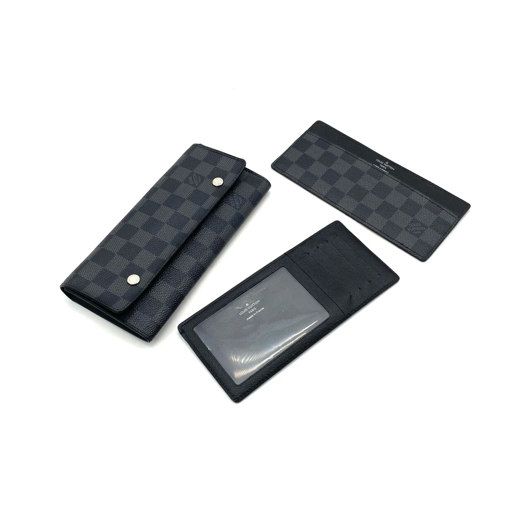 95新 LouisVuitton/路易威登 黑棋盘格三合一卡包 尺寸20/10
