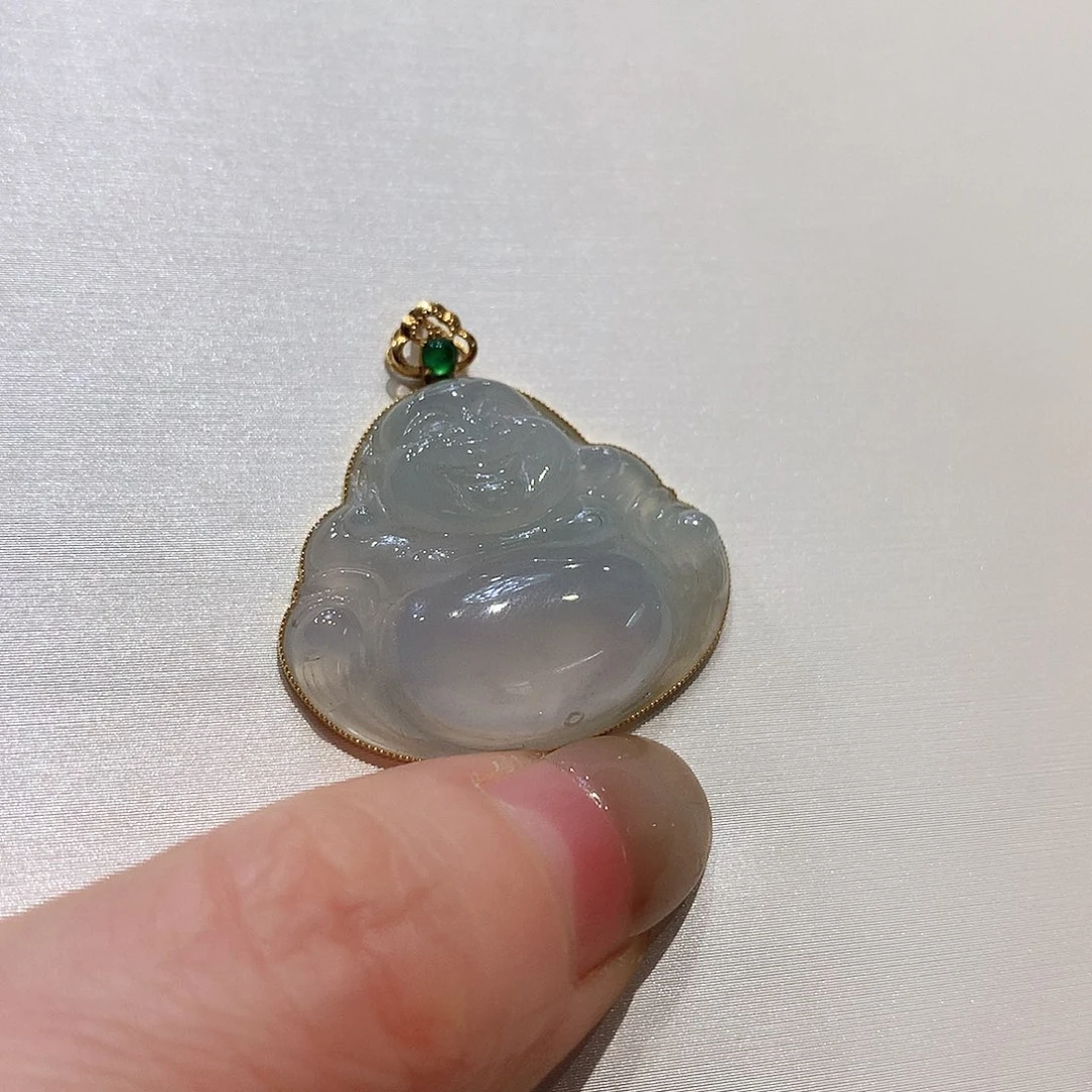 翡翠18K金镶嵌吊坠(不含链)