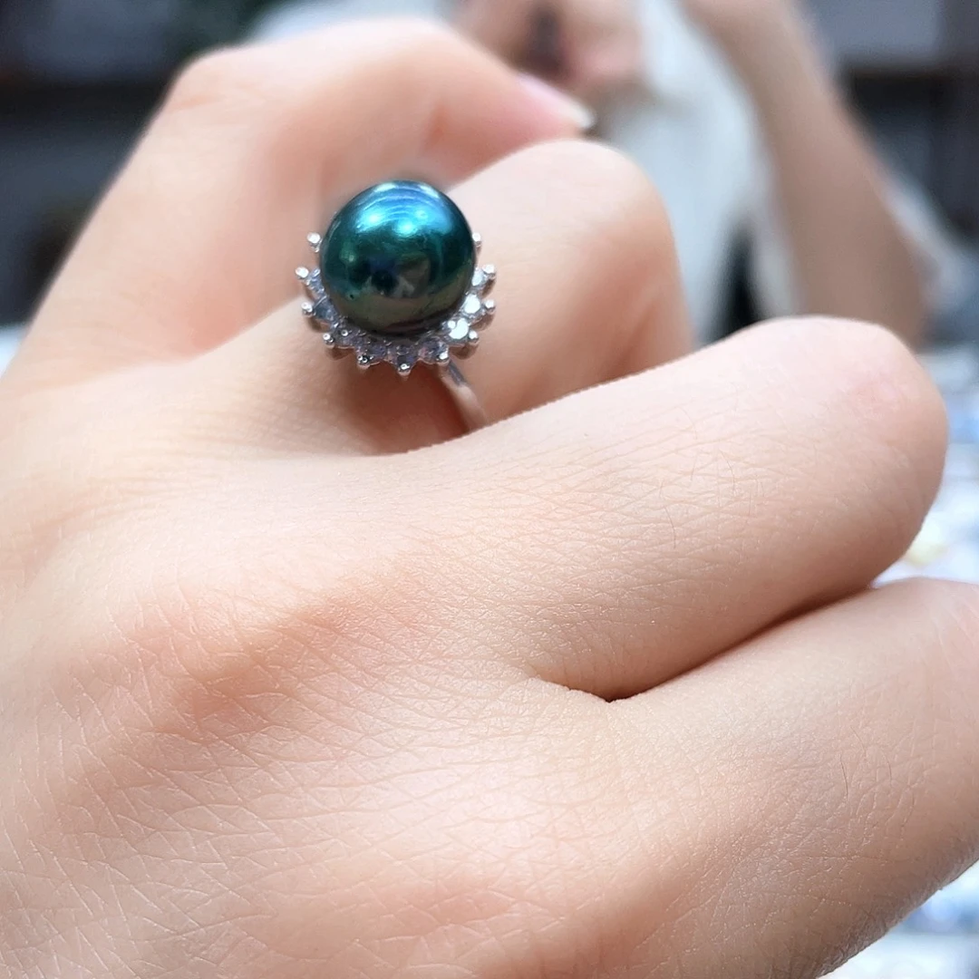 银S925镶嵌淡水珍珠耳饰