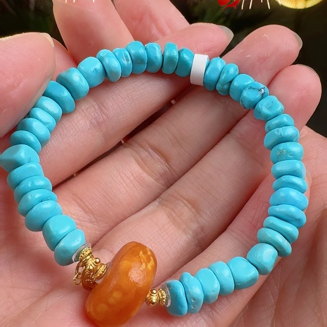 绿松石珠宝奇石18K金镶嵌