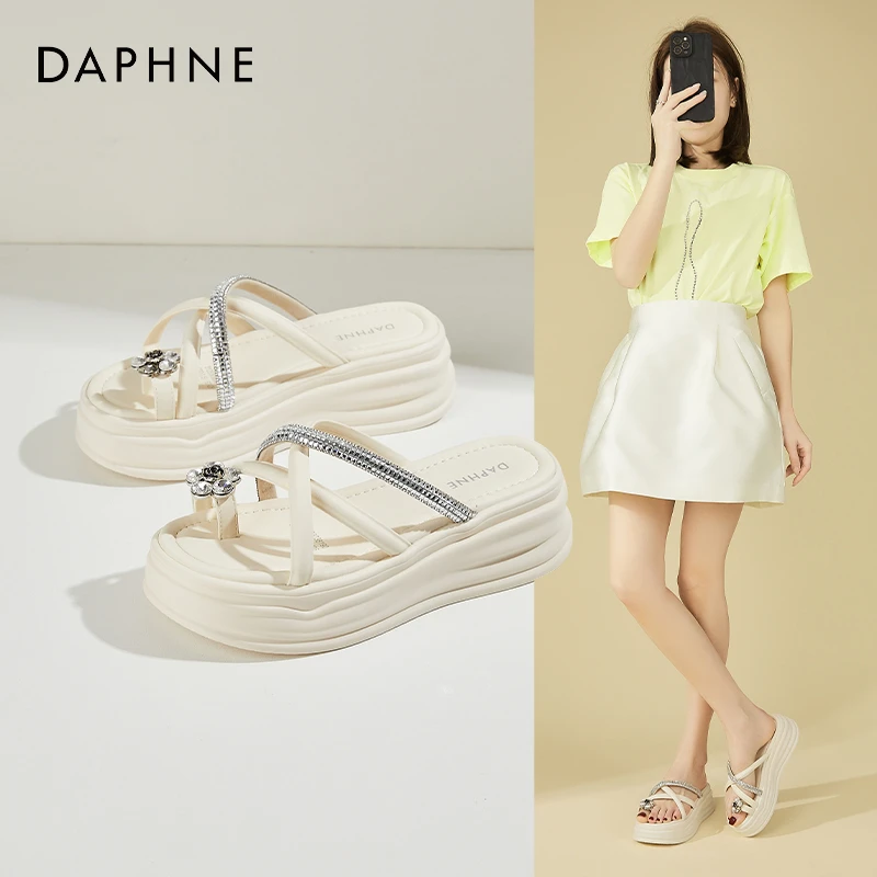 Daphne/达芙妮时尚外穿拖鞋女夏季2025爆款厚底休闲套趾凉拖鞋