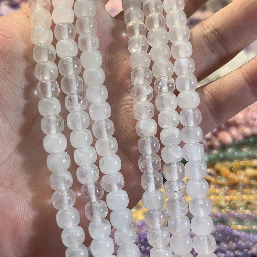 合金玛瑙/玉髓珠宝半成品白水晶墩墩一条8mm
