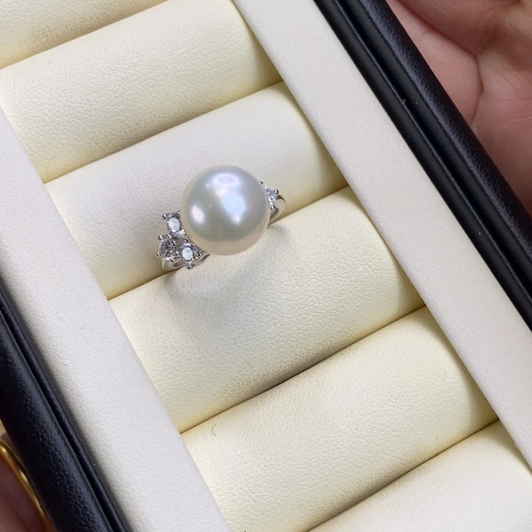 淡水珍珠银S925镶嵌戒指特价微瑕