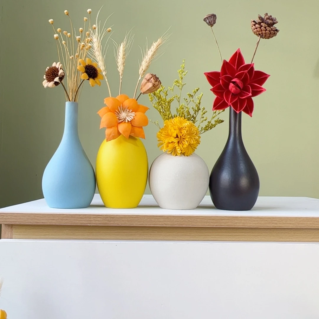 瓷片陶瓷花瓶带花高度20-30厘米