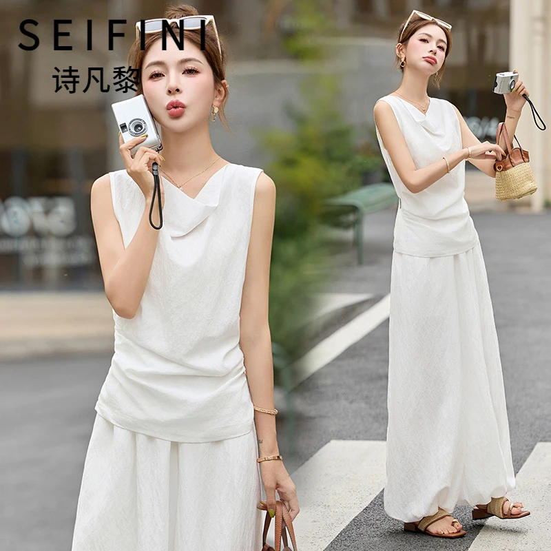 SEIFINI/诗凡黎折扣女装气质休闲套装时尚法式设计款上衣两件套潮