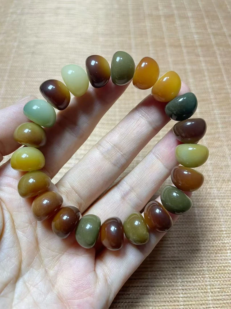 多宝菩提手串多彩炭烤馒头珠菩提根手串文玩盘玩手串