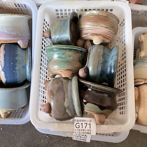 紫砂花盆171微瑕品口径7厘米左右的