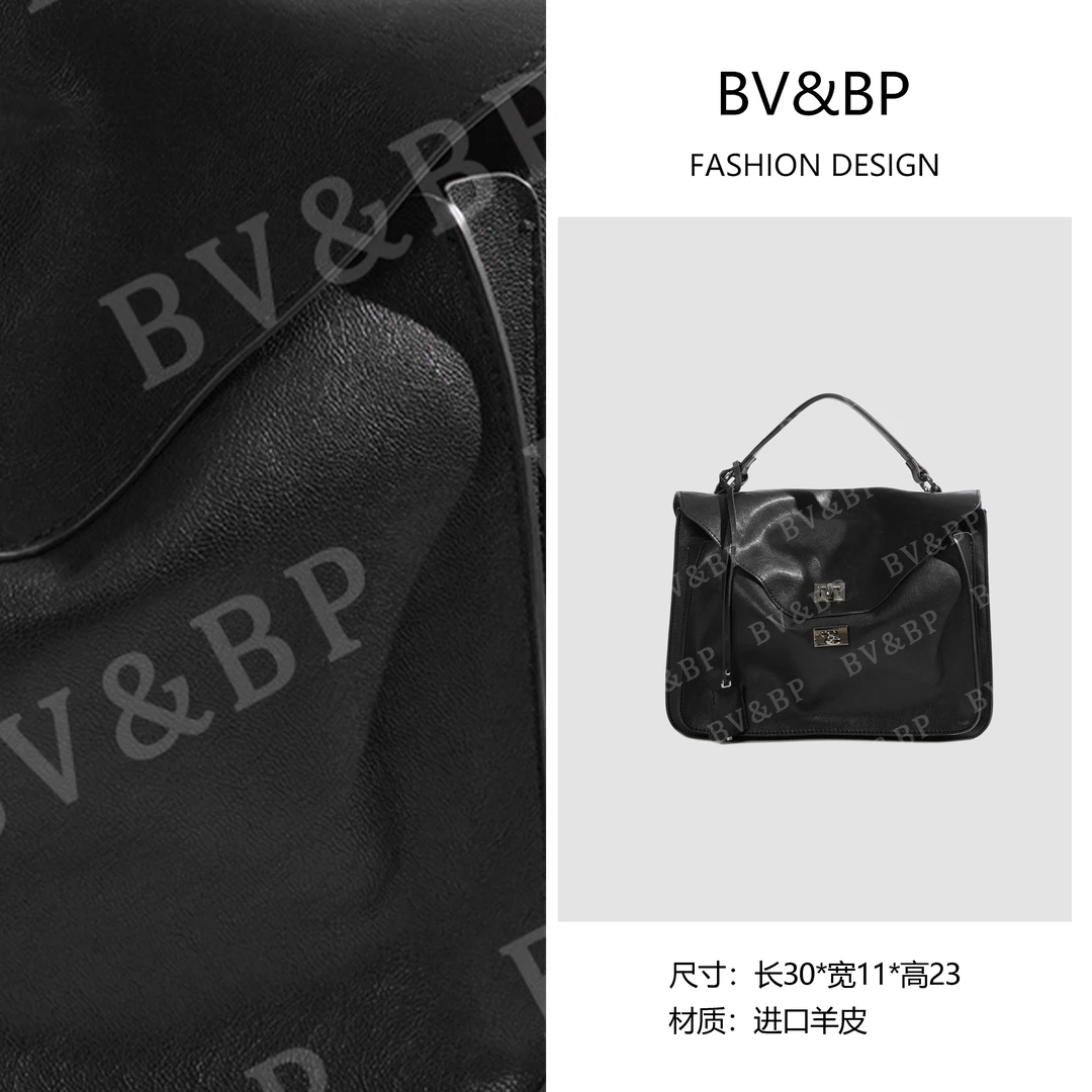 BV&BP· 原创设计 真皮高定手提单肩包  BV3929-赫本黑
