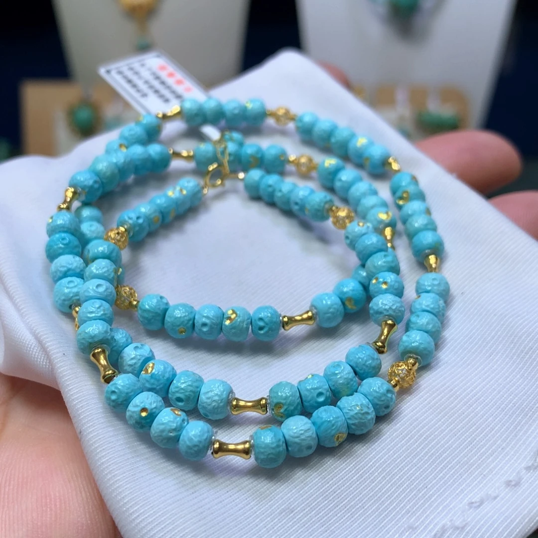 绿松石18K金镶嵌项链5mm