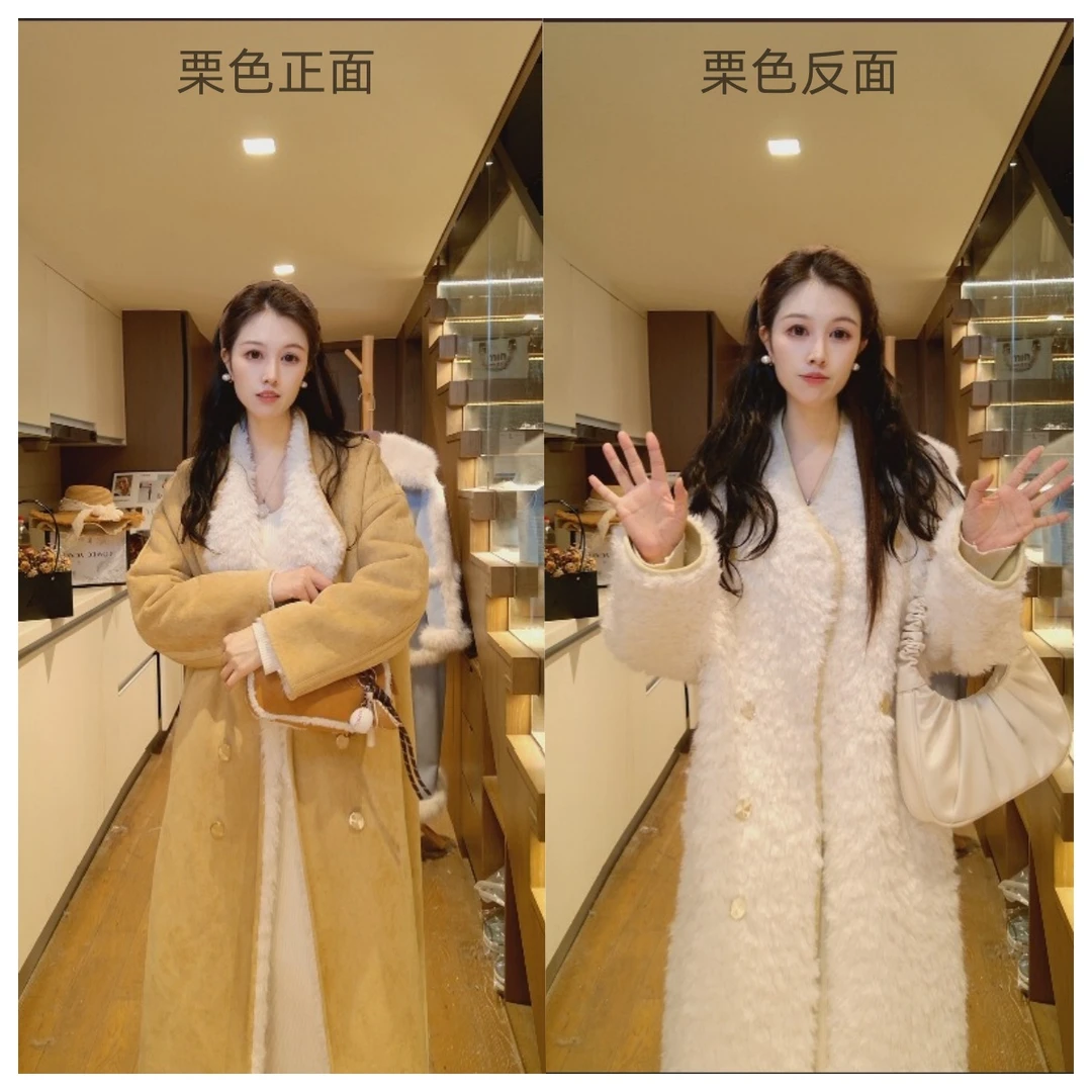 小鸡黄保暖秋冬长袖厚款外套轻奢气质加厚大衣休闲外套百搭舒适
