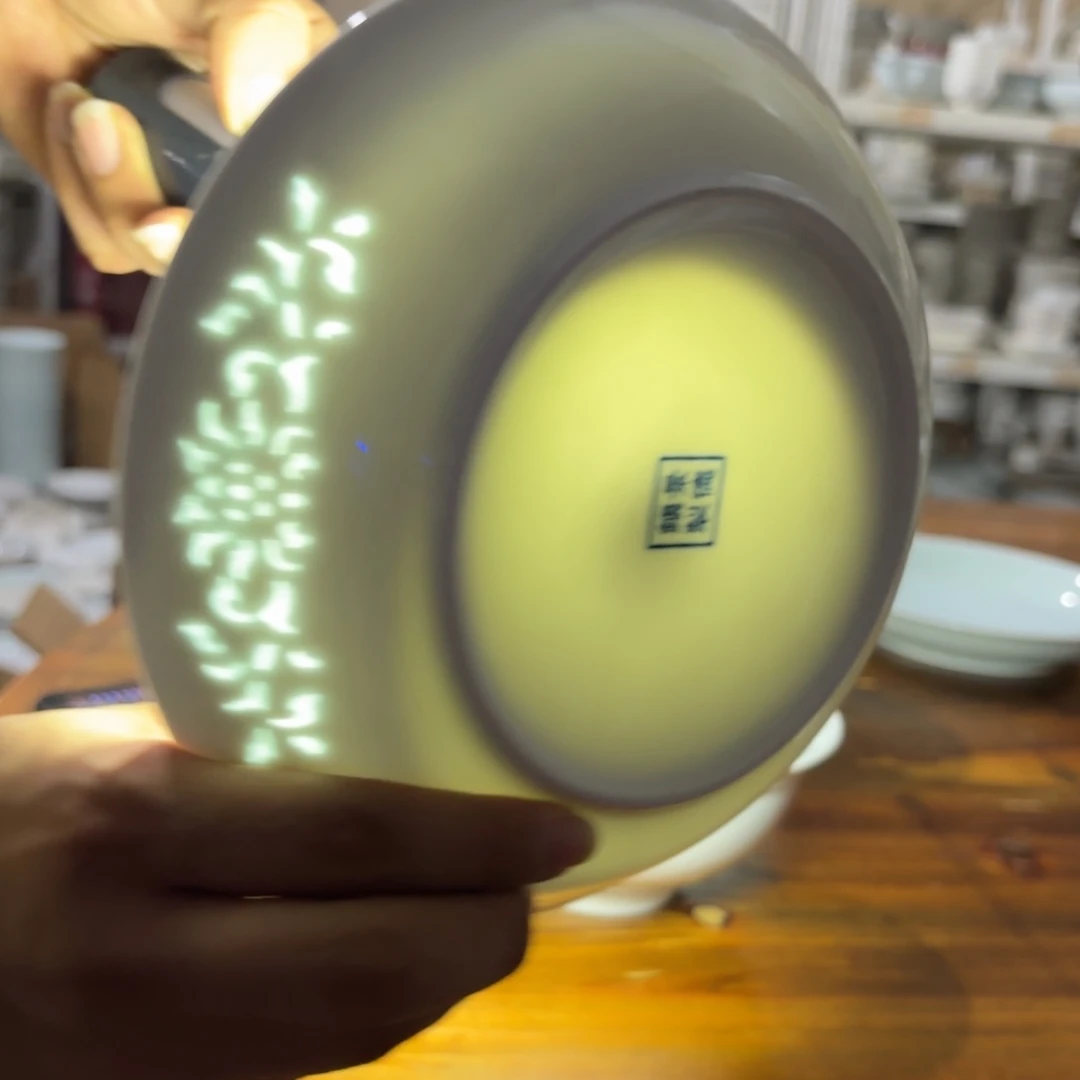 白玲珑缠枝莲8英寸深盘4个【微瑕尾货】