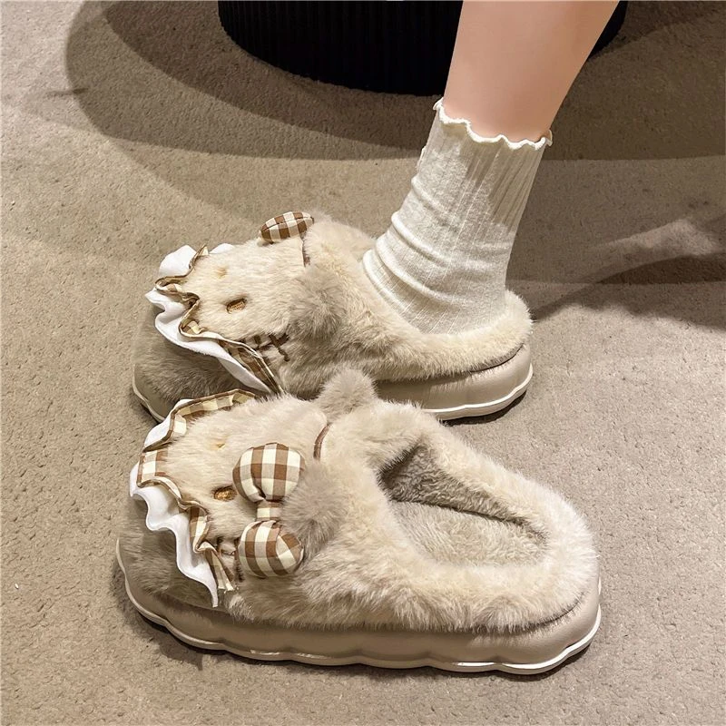 厚底毛毛棉拖鞋外穿女秋冬2025新款室内家居毛毛鞋月子鞋网红insZ