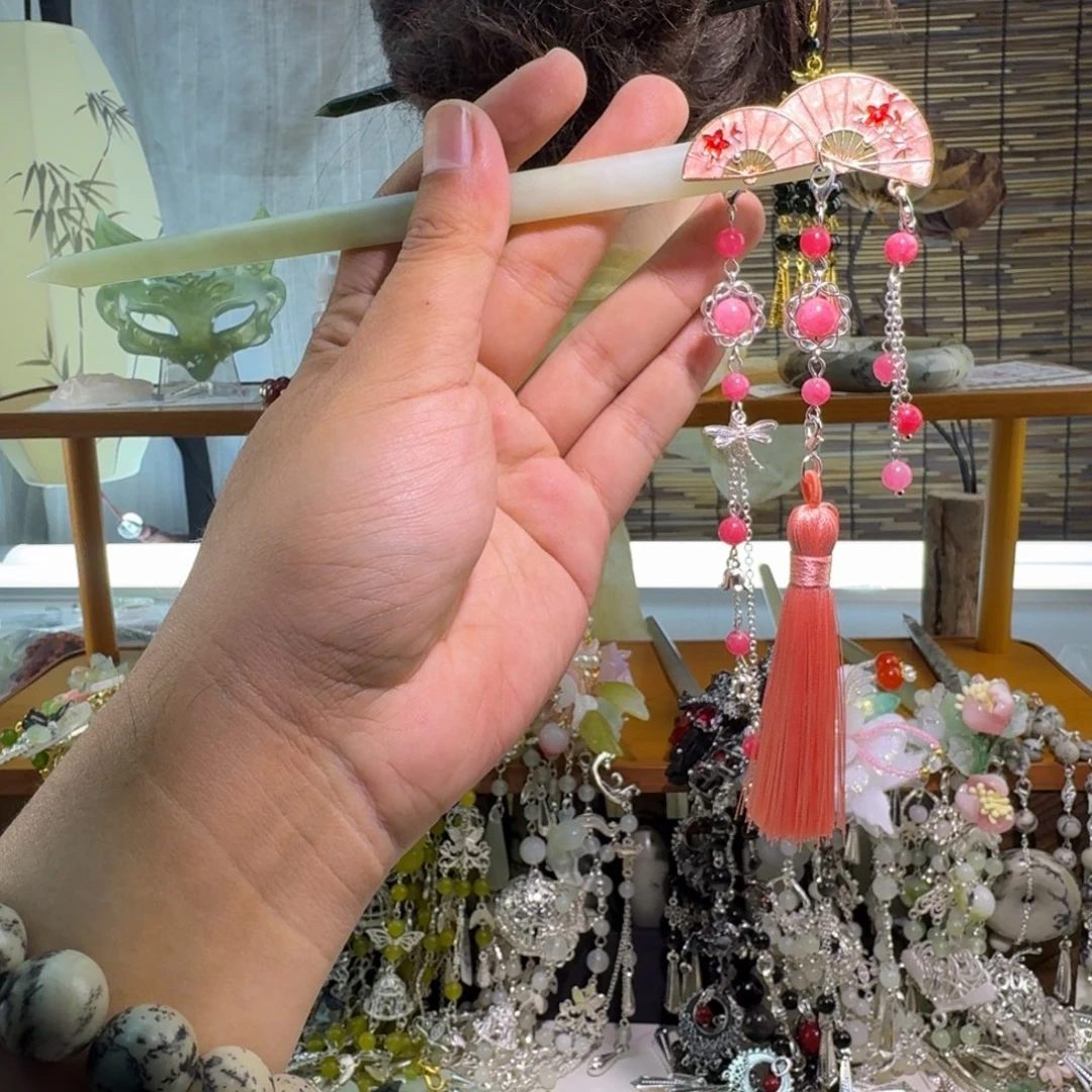 蛇纹石玉合金发饰