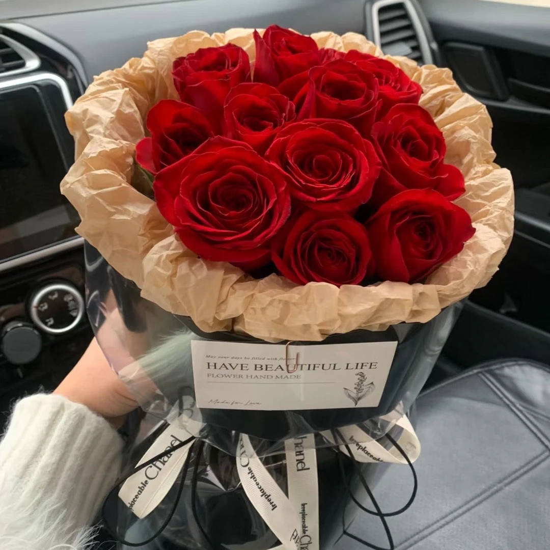 【木槿】11朵红玫瑰花小香风花束送女友送爱人小香风生日礼物约会花束花店送花上门