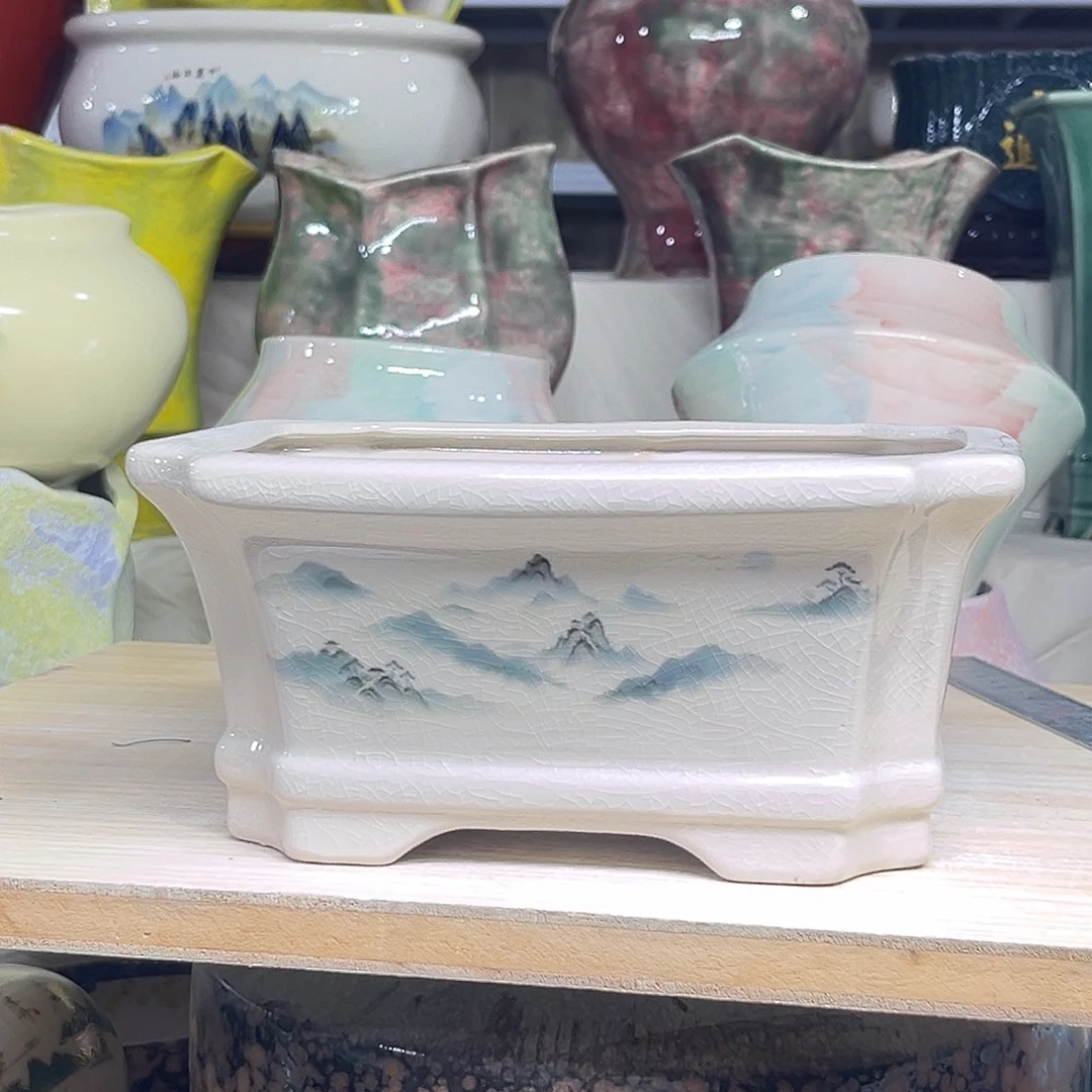 陶瓷绿植多肉微瑕花盆外口径：20*15*9.5