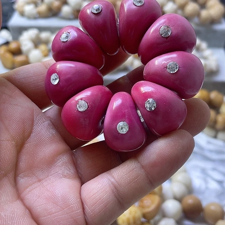 白玉菩提吊坠微瑕象牙果粉蒜瓣25手捻