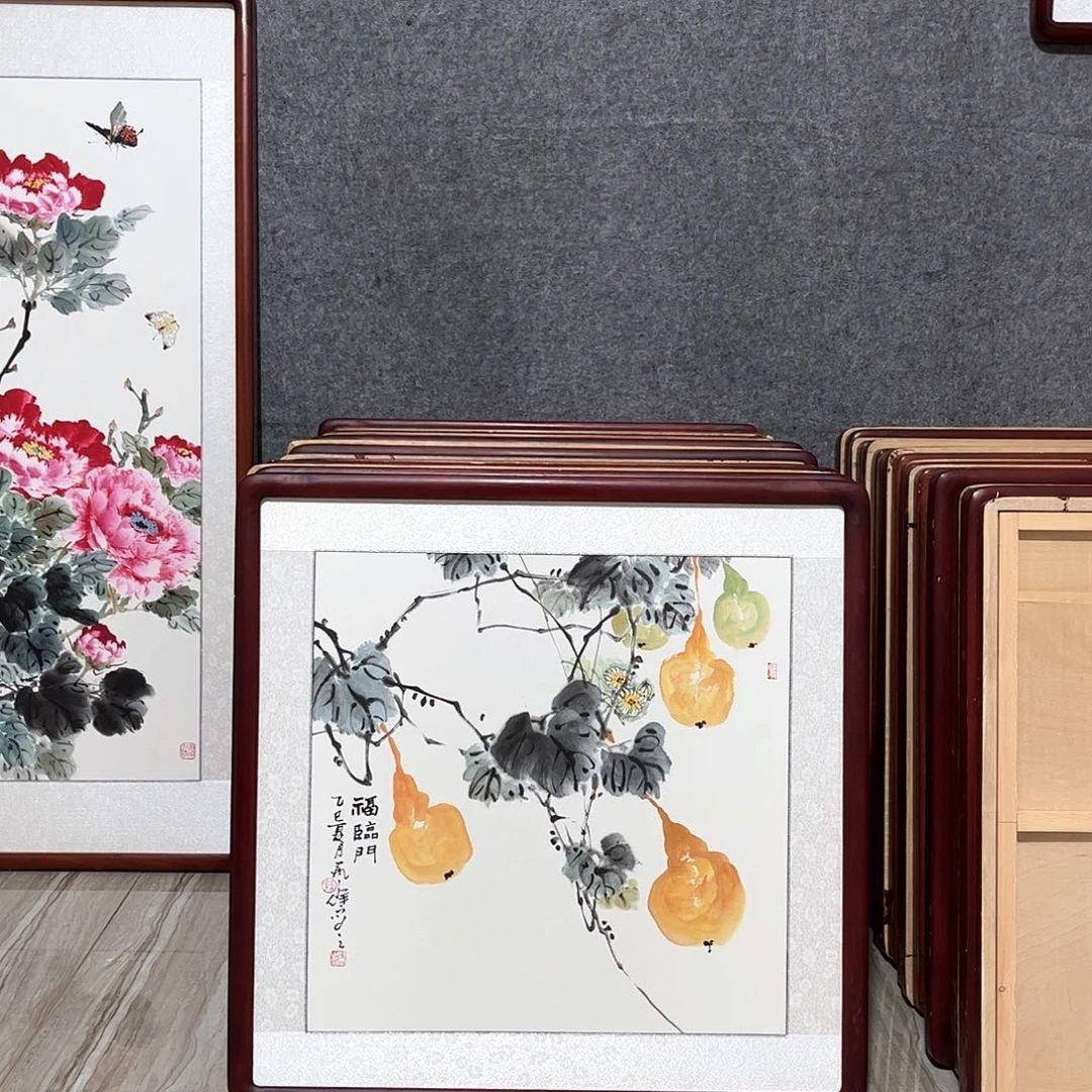 国画书画作品带框63×63