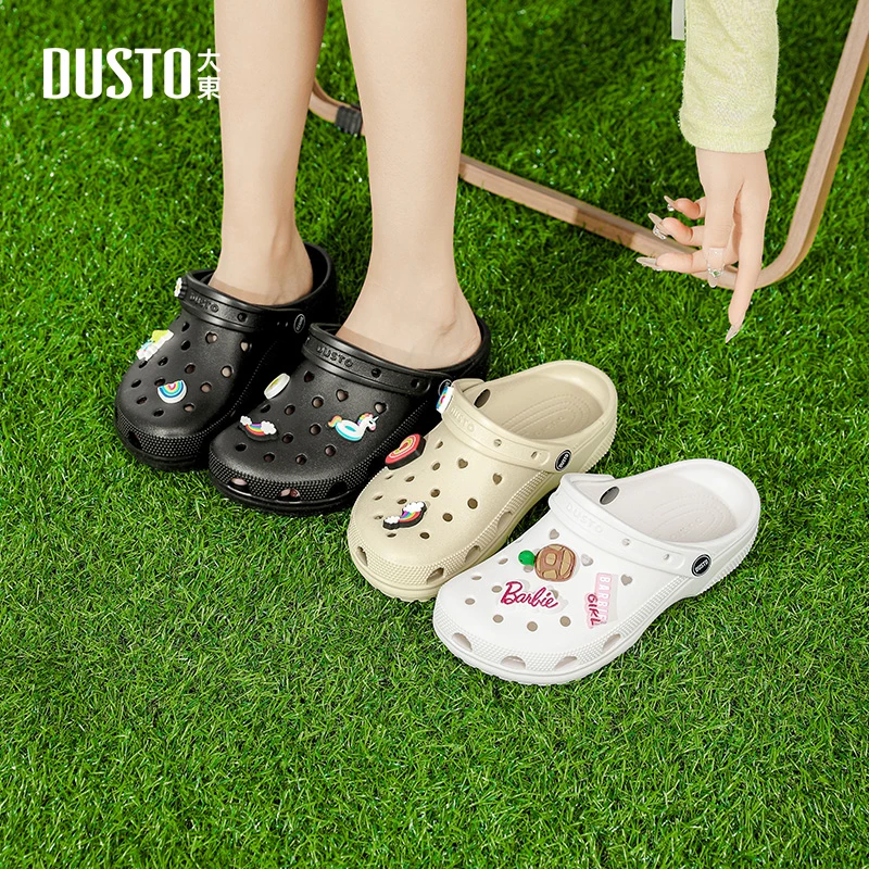 大东时尚洞洞鞋舒适2025年夏季百搭厚底增高女鞋简约透气拖鞋3596