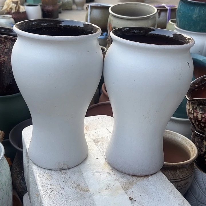 紫砂茶碗白两个口径15高度27