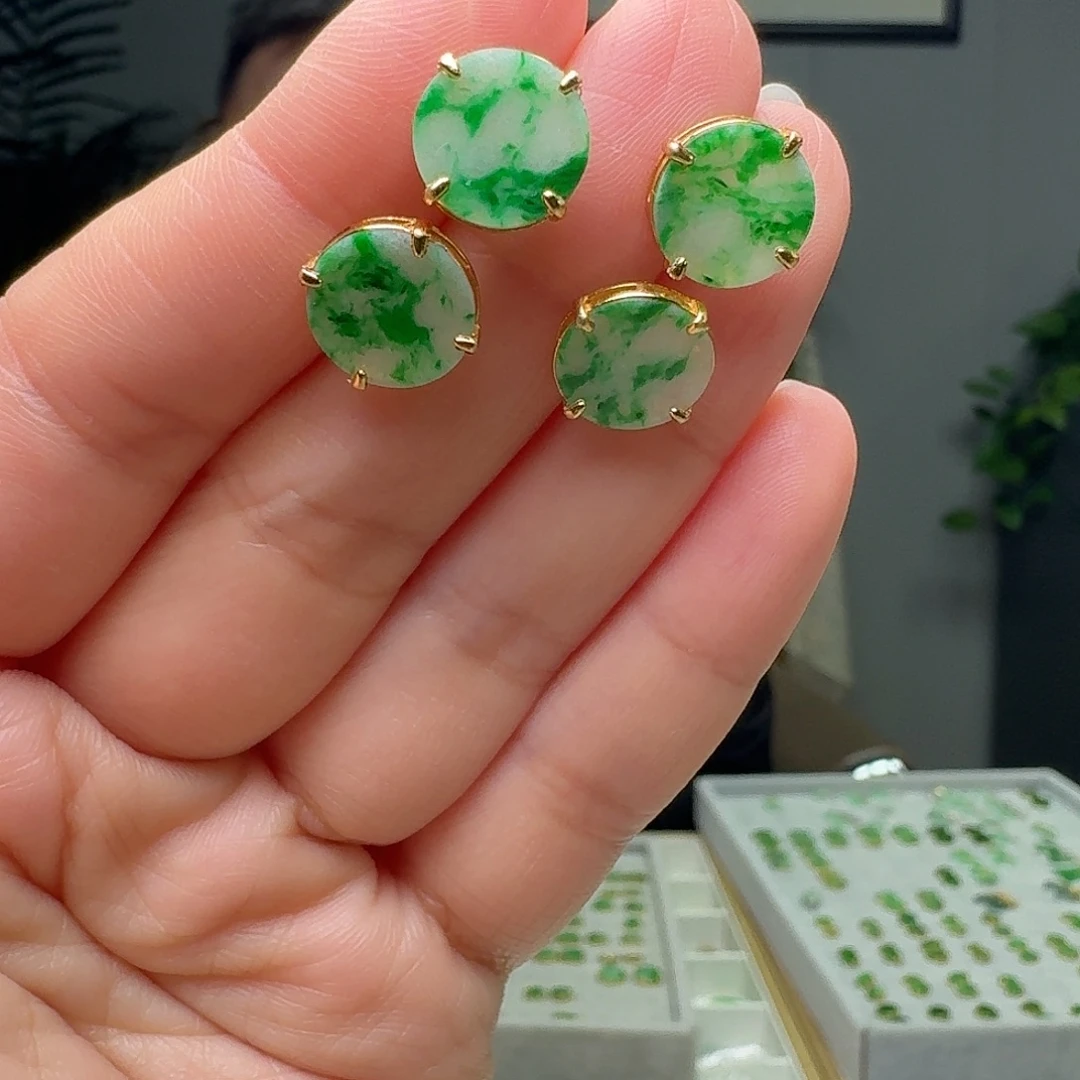 翡翠银S925镶嵌耳饰多样性发货其一