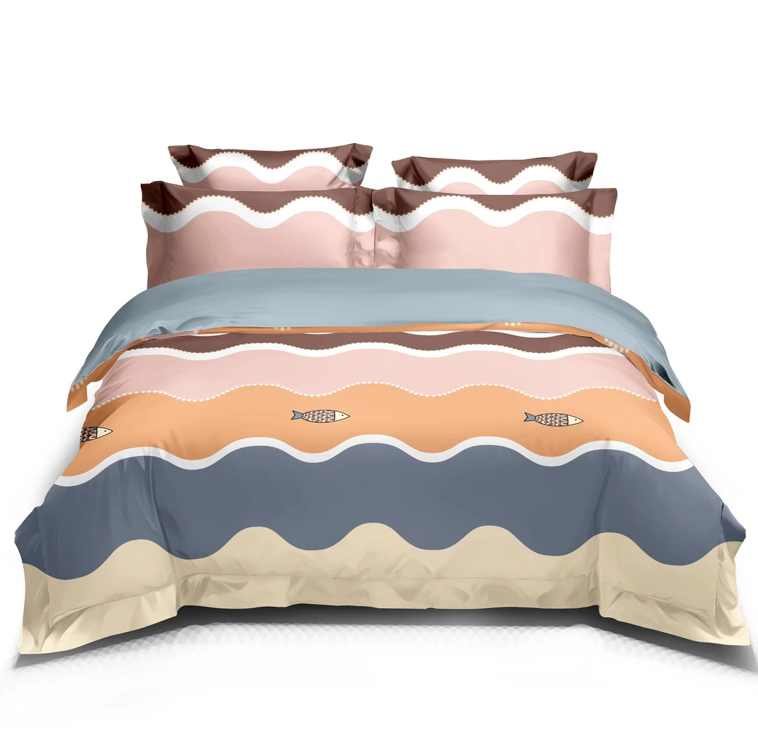 【双人床单】年年有鱼  斜纹 加厚 _230*240 亲肤 床品