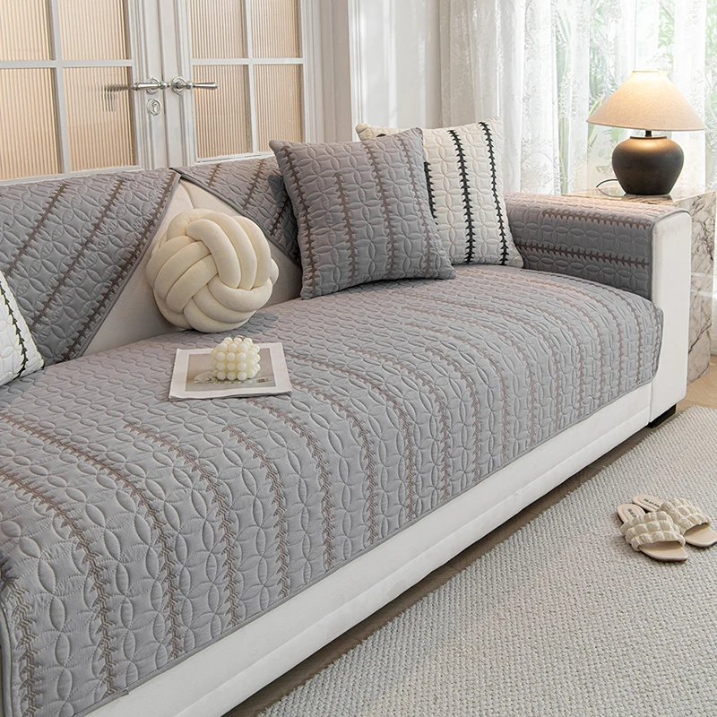 沙发垫简约时尚绣花亲肤布艺防滑四季通用可机洗防猫抓套罩盖背垫