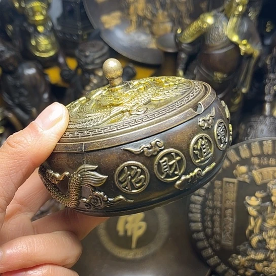 原矿风磨铜烟灰缸