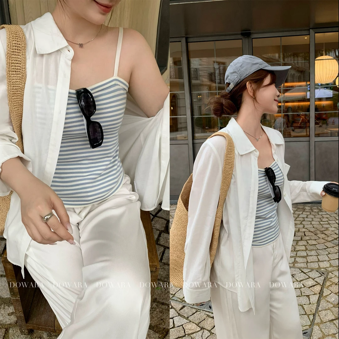 现货大婉酱微胖定制莱赛尔百搭修身毛织吊带女经典打底背心 9266D