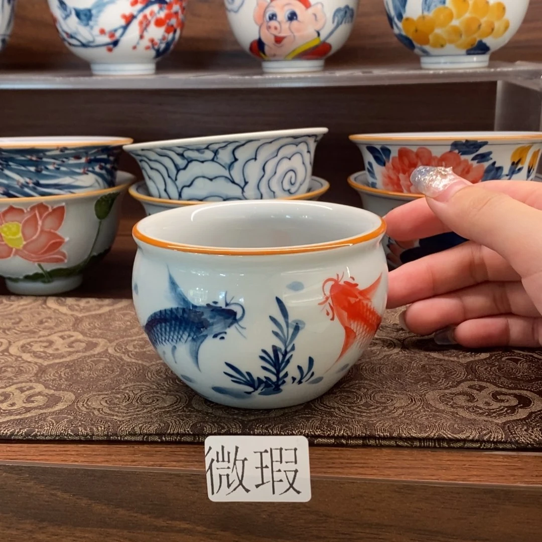 釉下手绘茶具微瑕
