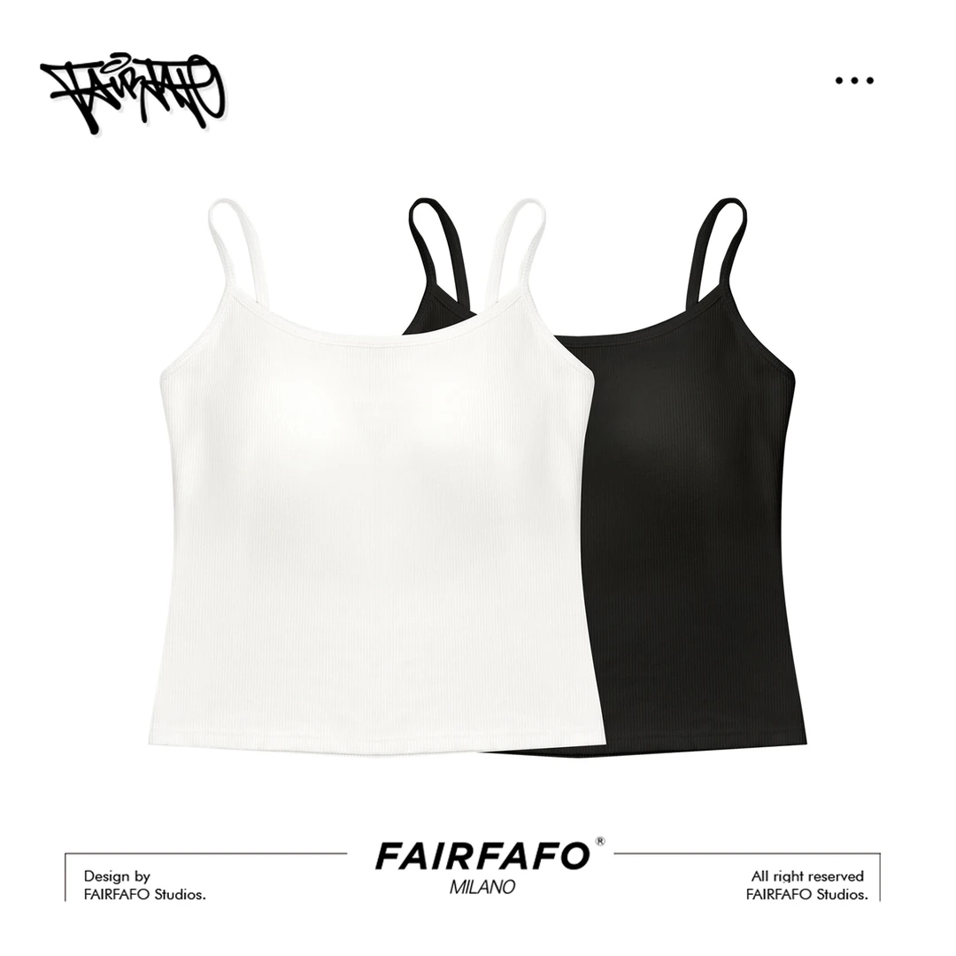 FAIRFAFO【螺纹修身吊带背心】YZ5ZA0441简约纯色舒适打底美背吊带