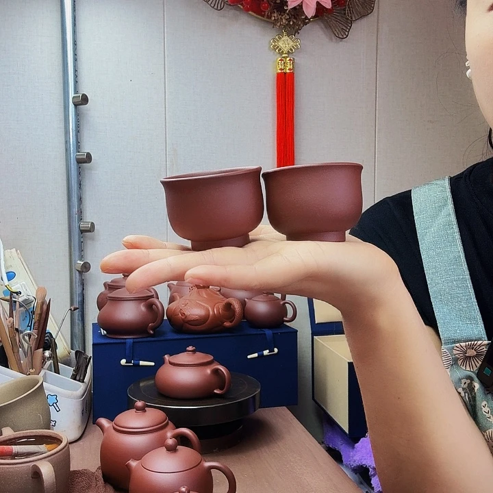 瑞***窗茶壶紫砂底槽清小杯，60毫升