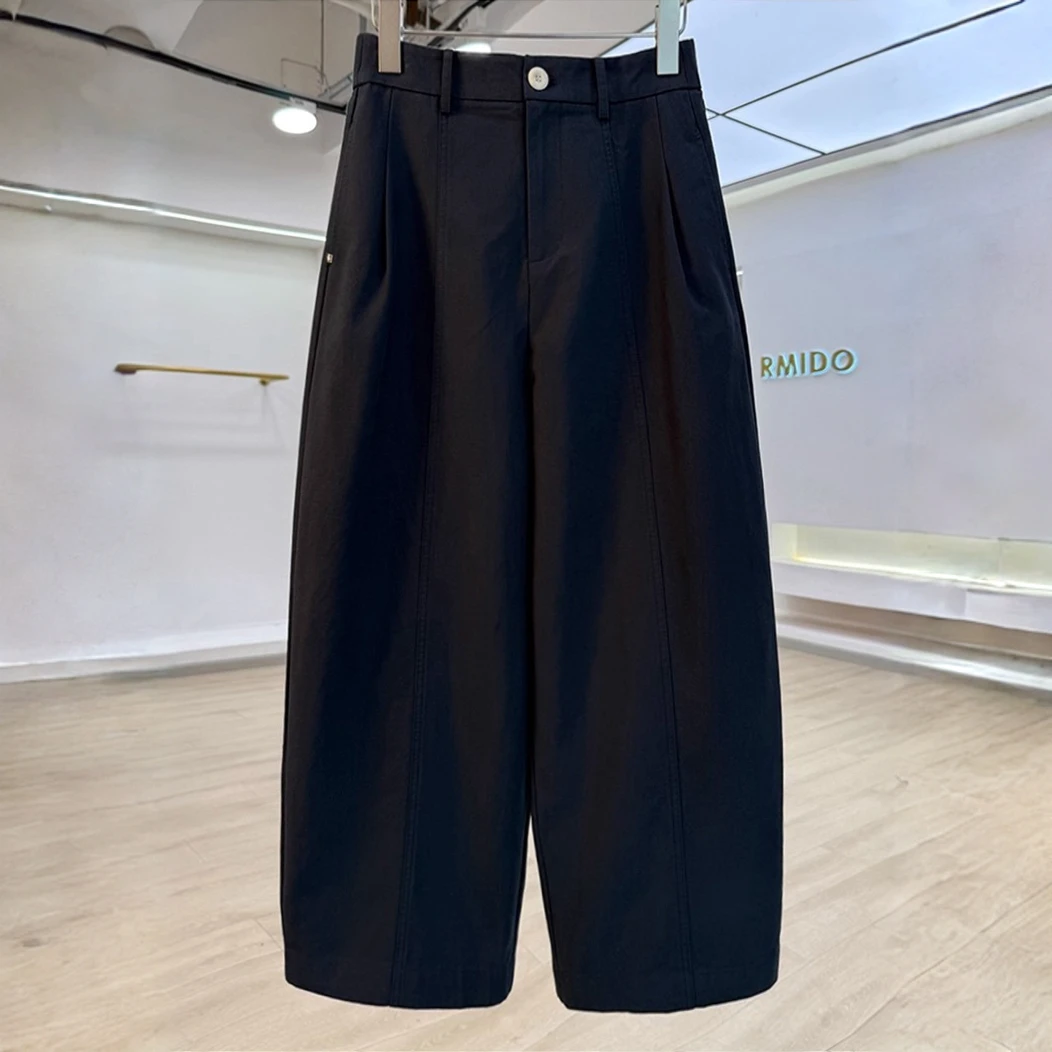 高级感欧货韩版小个子阔腿休闲奶奶裤女春秋宽松显瘦百搭九分裤潮