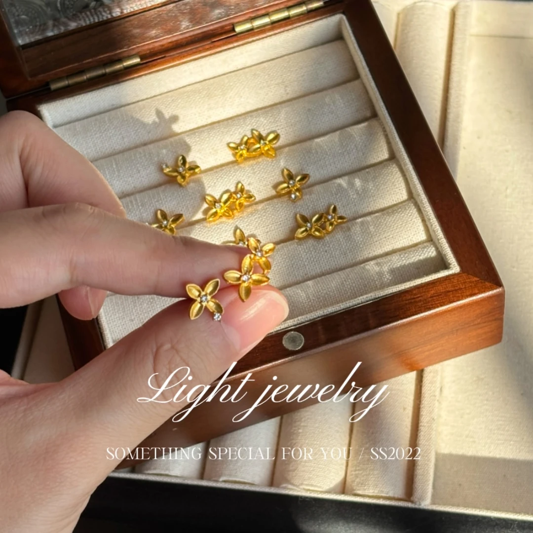 铜合金耳饰 中秋节耳钉2025新款爆款高级感日韩女 秋日桂花AB款