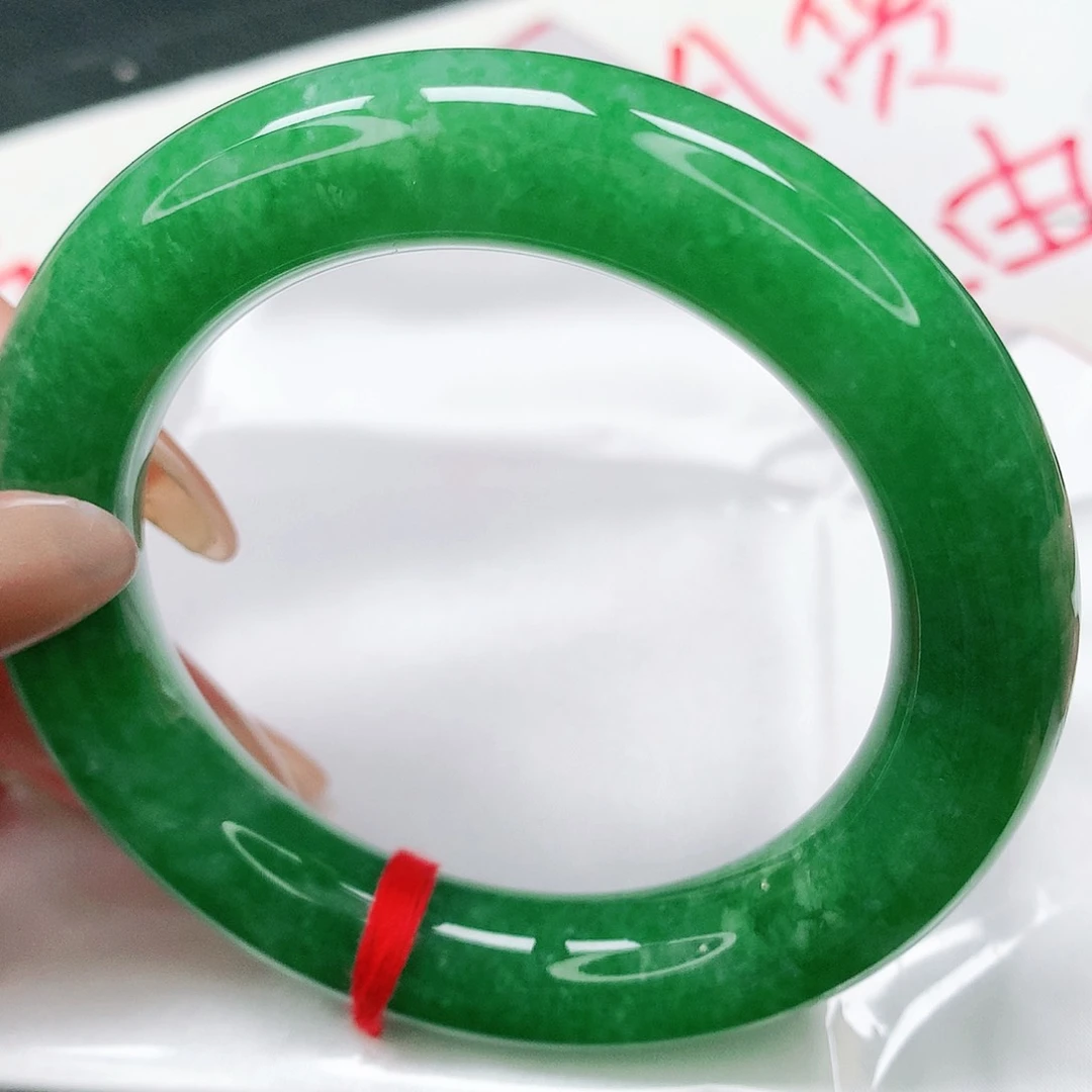 未镶嵌手镯翡翠完美辣绿满绿胖圆01
