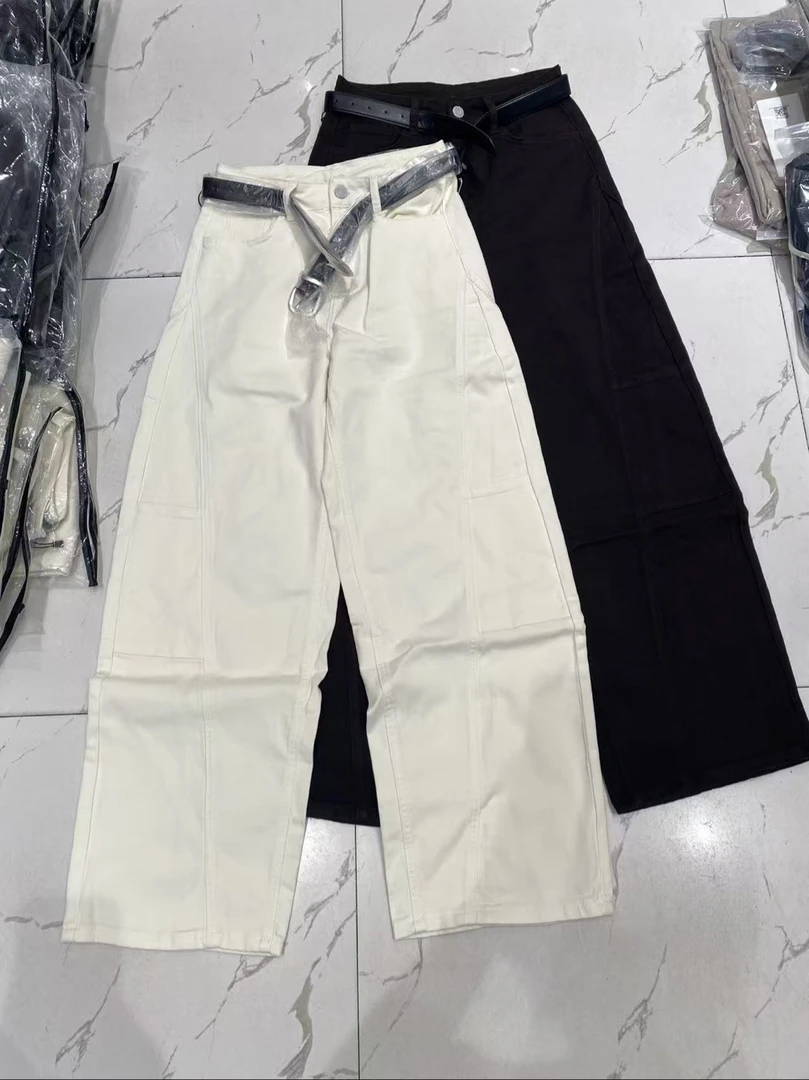 【慧慧精选】秋冬季新品 欧货版小个子直筒弯刀阔腿裤
