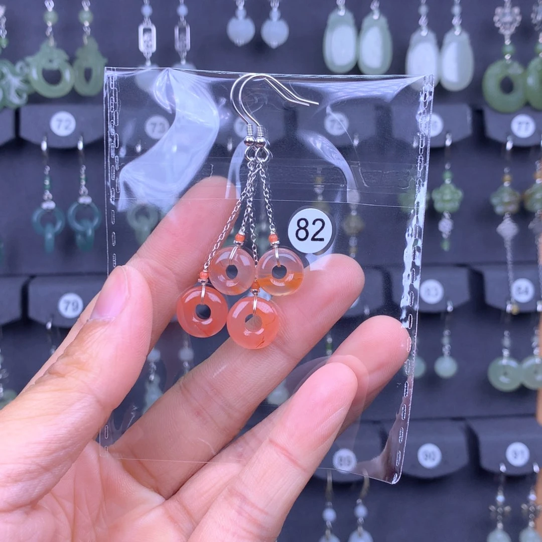 南红玛瑙耳饰银S925镶嵌好*的