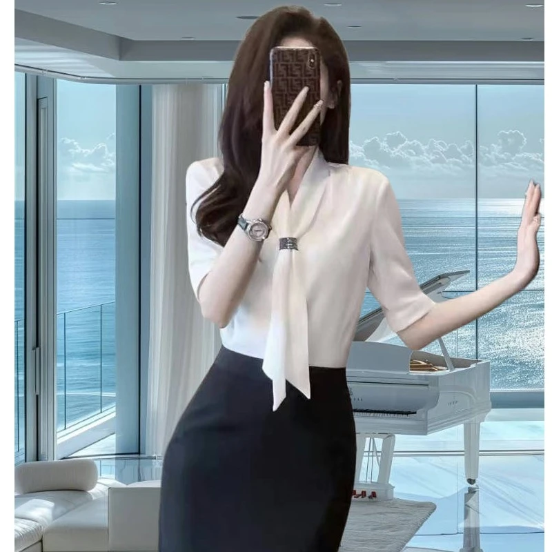 夏季工作服职业气质女装衬衣高端空姐制服前台接待衬衫包裙ol工装