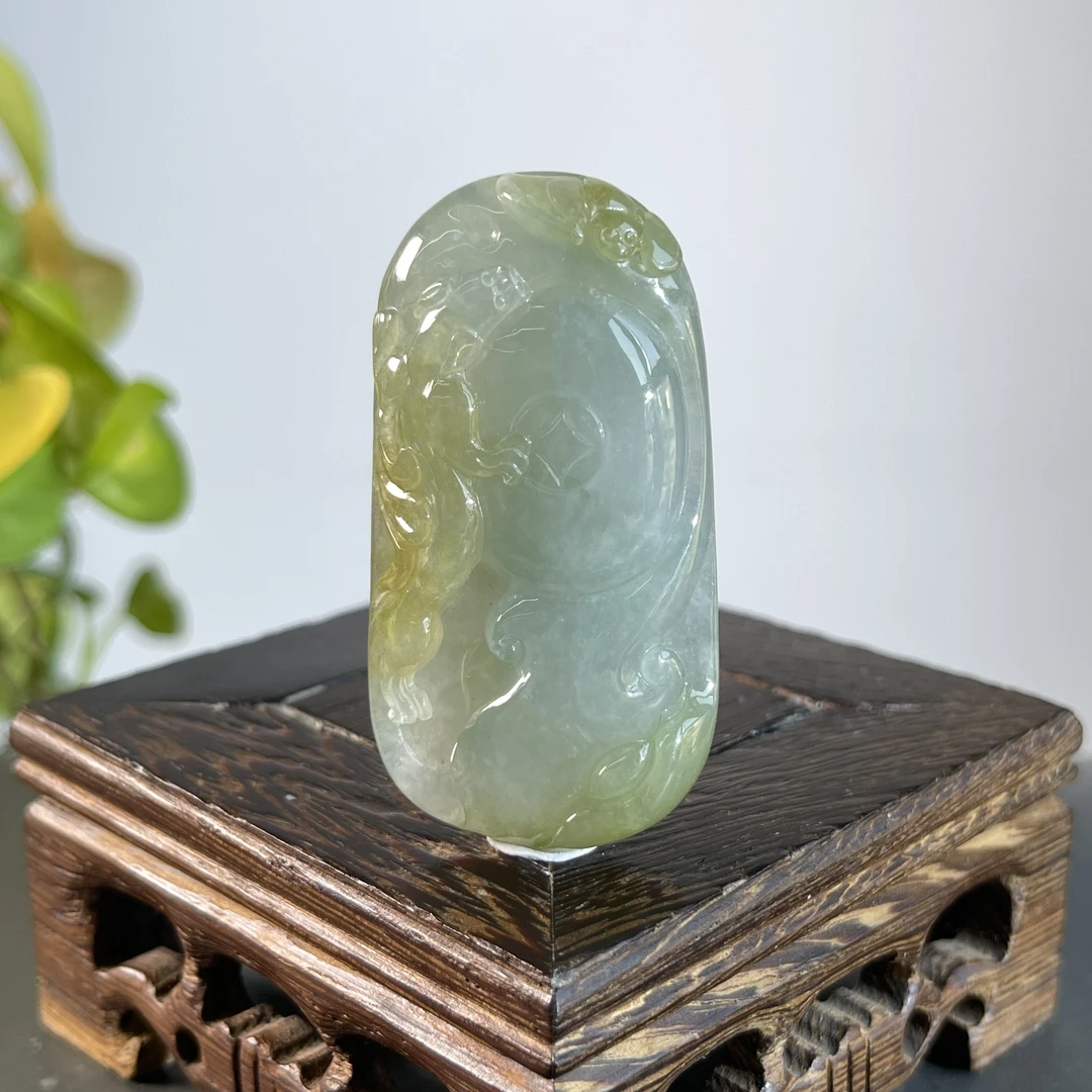 JCW26-126  天然缅甸A货翡翠  仿古龙