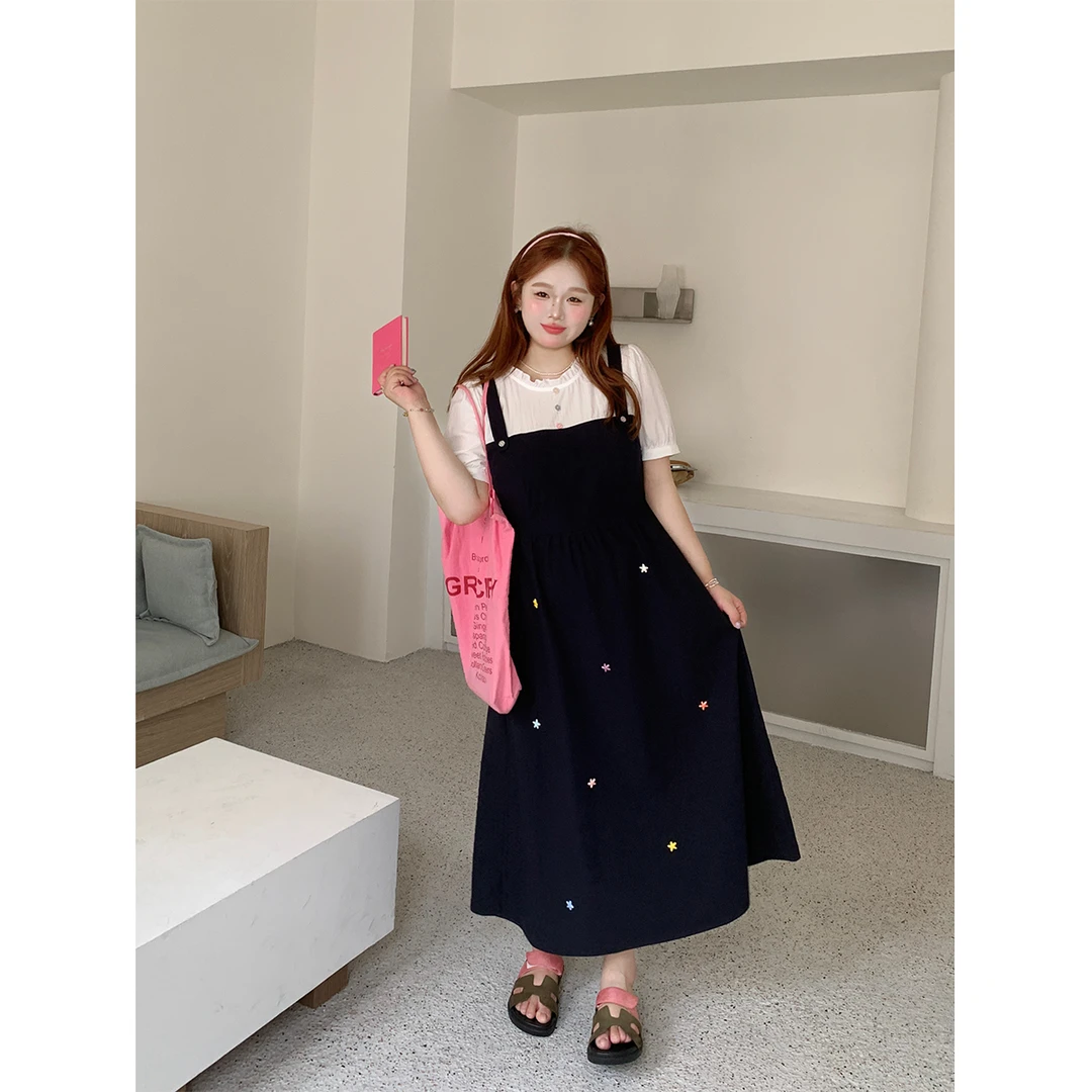 徐达布【圣马可他】大码连衣裙女深蓝色背带裙微胖L35780C52